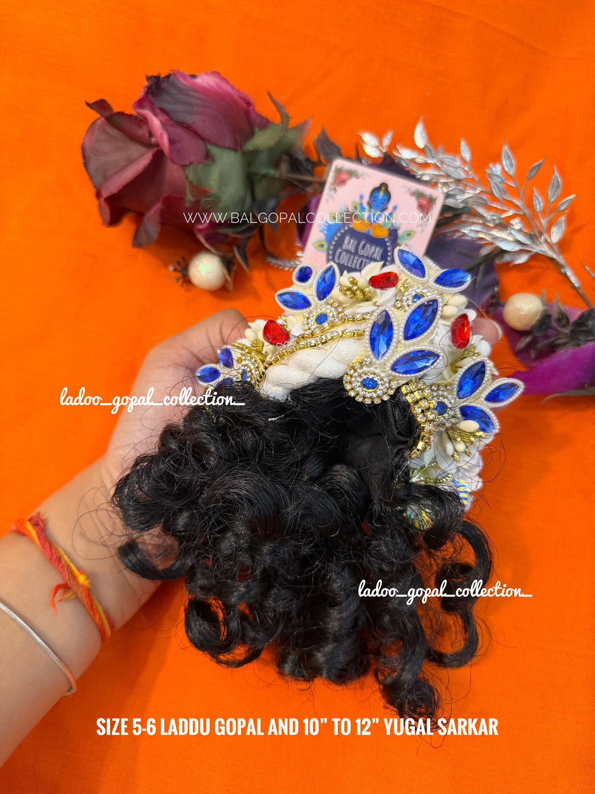 Heavy designer kesh for laddu gopal size 5-6