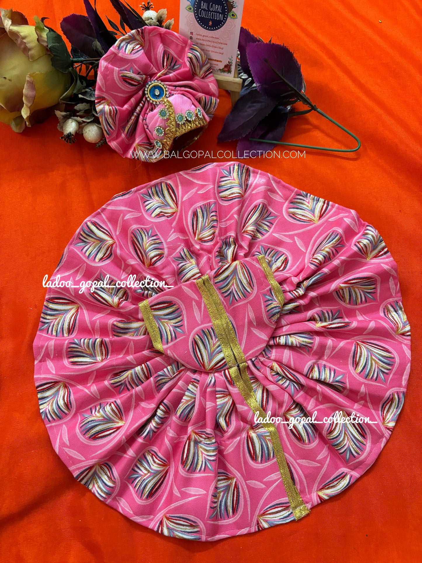 Heavy cotton poshak with pagdi for laddu gopal size 6