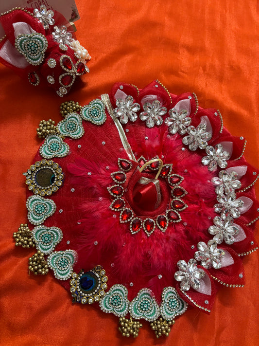 Red poshak with pagdi for laddu gopal