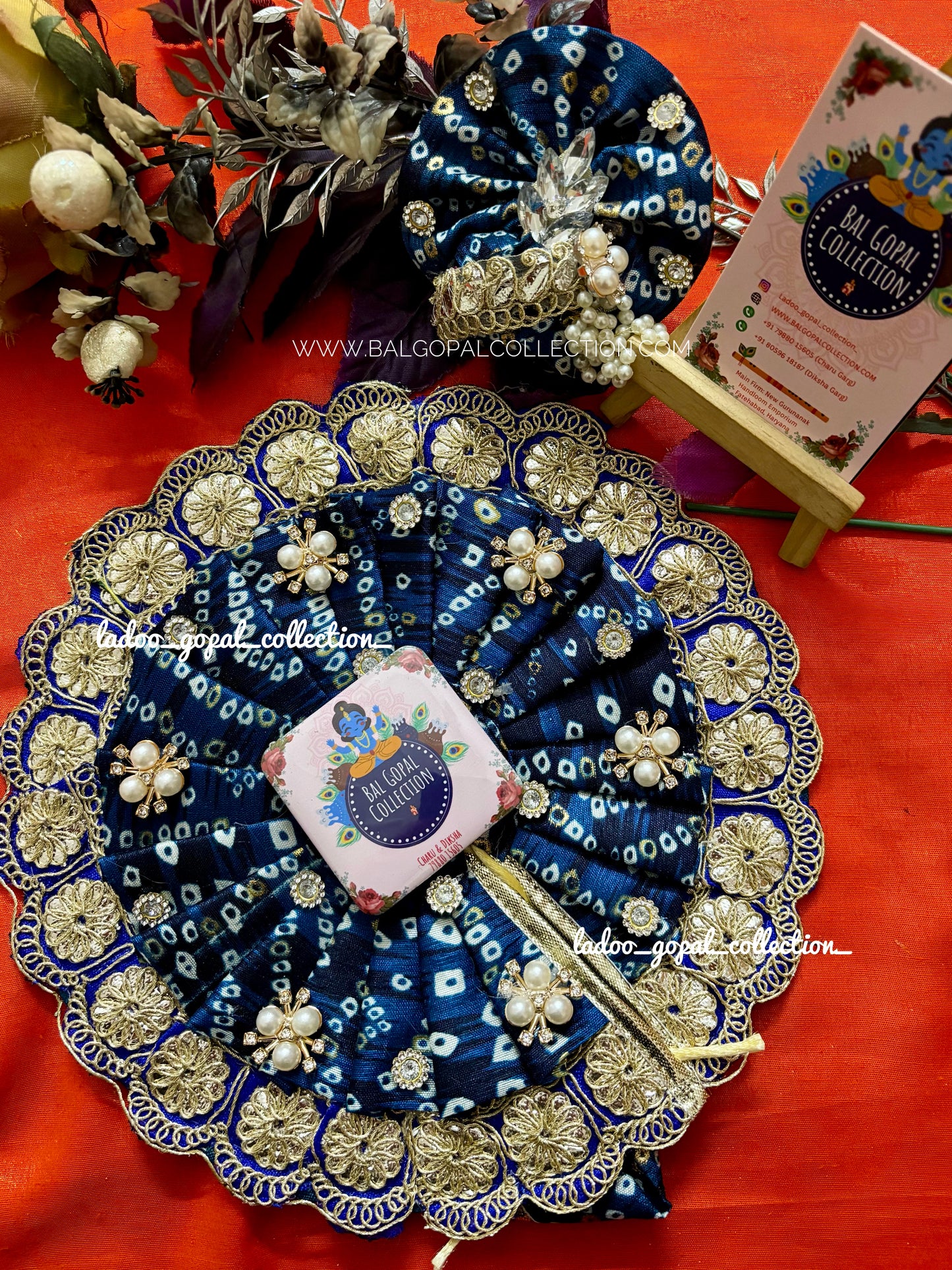 Blue bandhej poshak laddu gopal