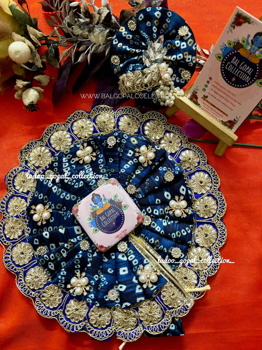 Blue bandhej poshak laddu gopal