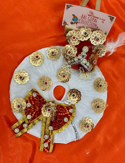 Red bow poshak with pagdi for laddu gopal