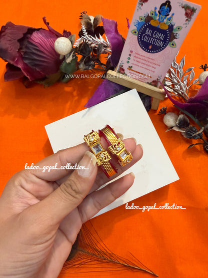 Heavy red bangles for Radha Krishna