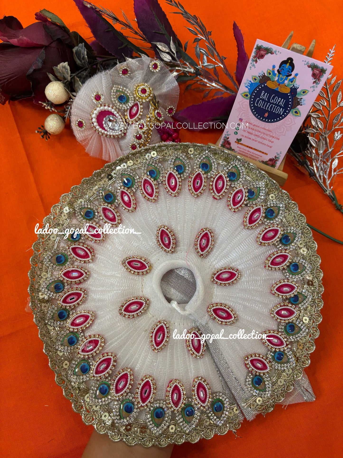 Heavy white poshak for laddu gopal size 4