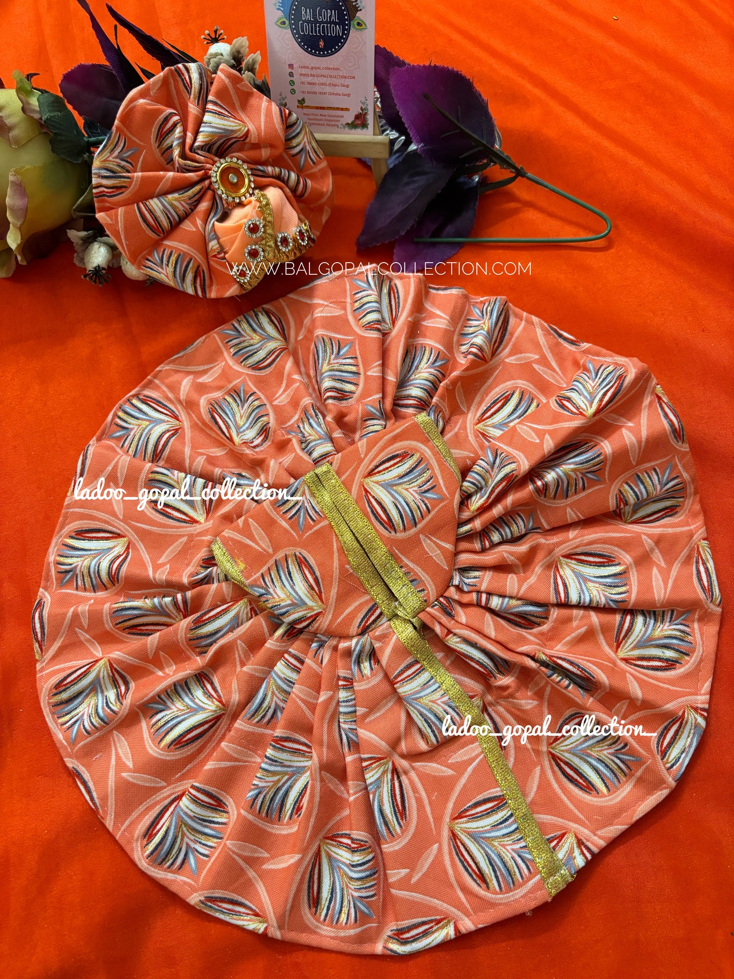 Heavy cotton poshak with pagdi for laddu gopal size 6