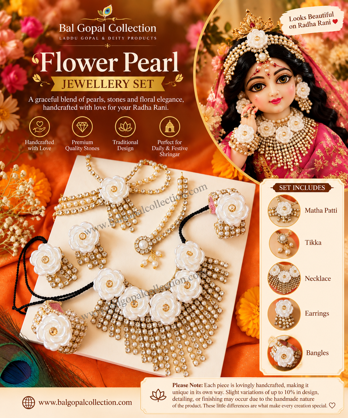 Handmade Flower pearl shringar for Radha rani