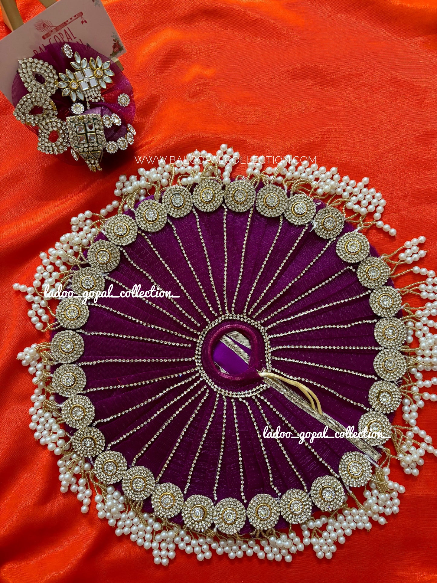 Wine color heavy poshak with pagdi for laddu gopal