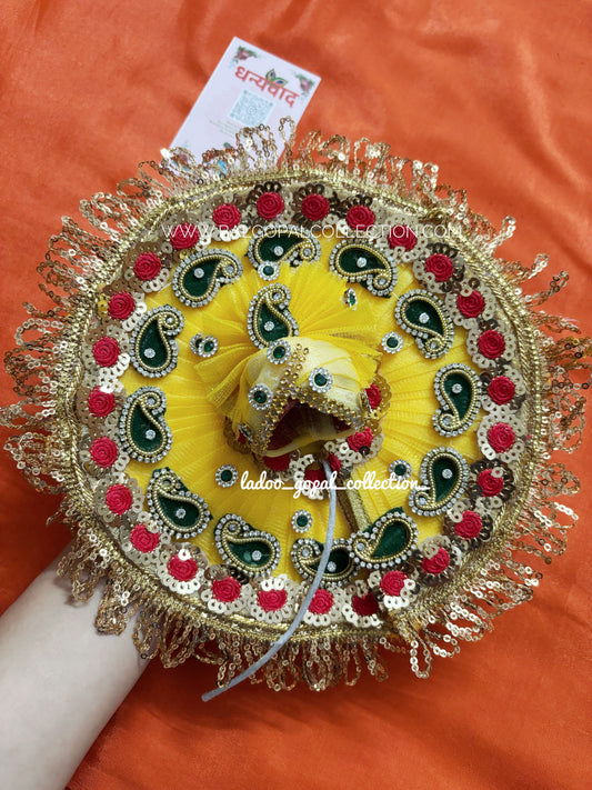 Heavy yellow poshak for radha rani and laddu gopal