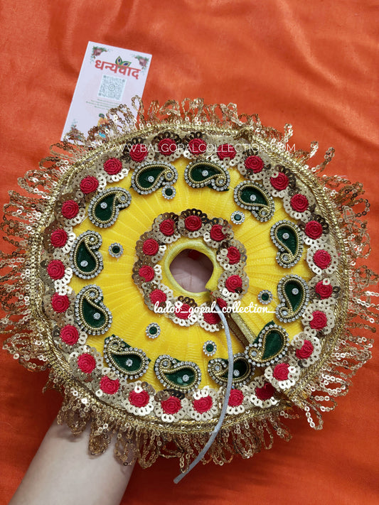 Heavy yellow poshak for radha rani and laddu gopal