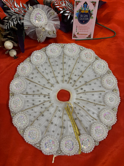 Pearls white poshak with pagdi for laddu gopal/ radha rani