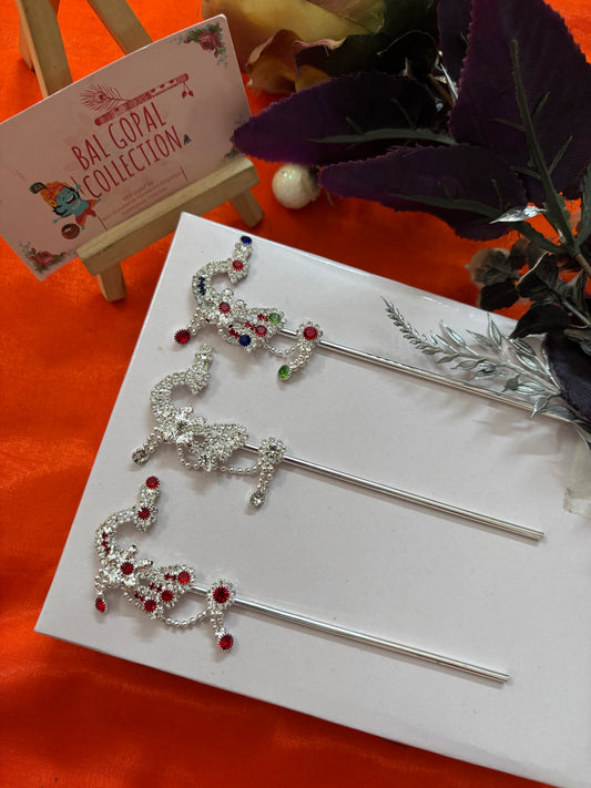 Peacock silver bansi for laddu gopal