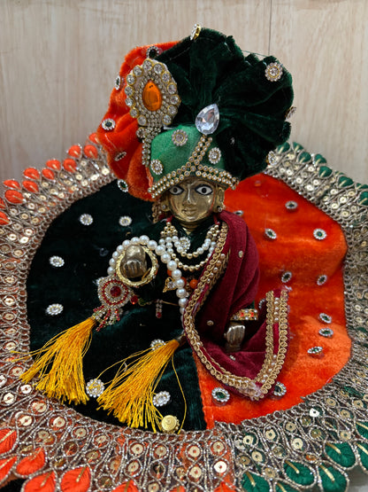 Heavy velvet winter poshak with pagdi for laddu gopal