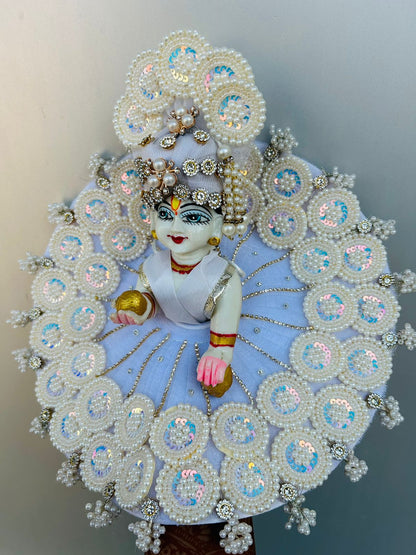 Pearls white poshak with pagdi for laddu gopal