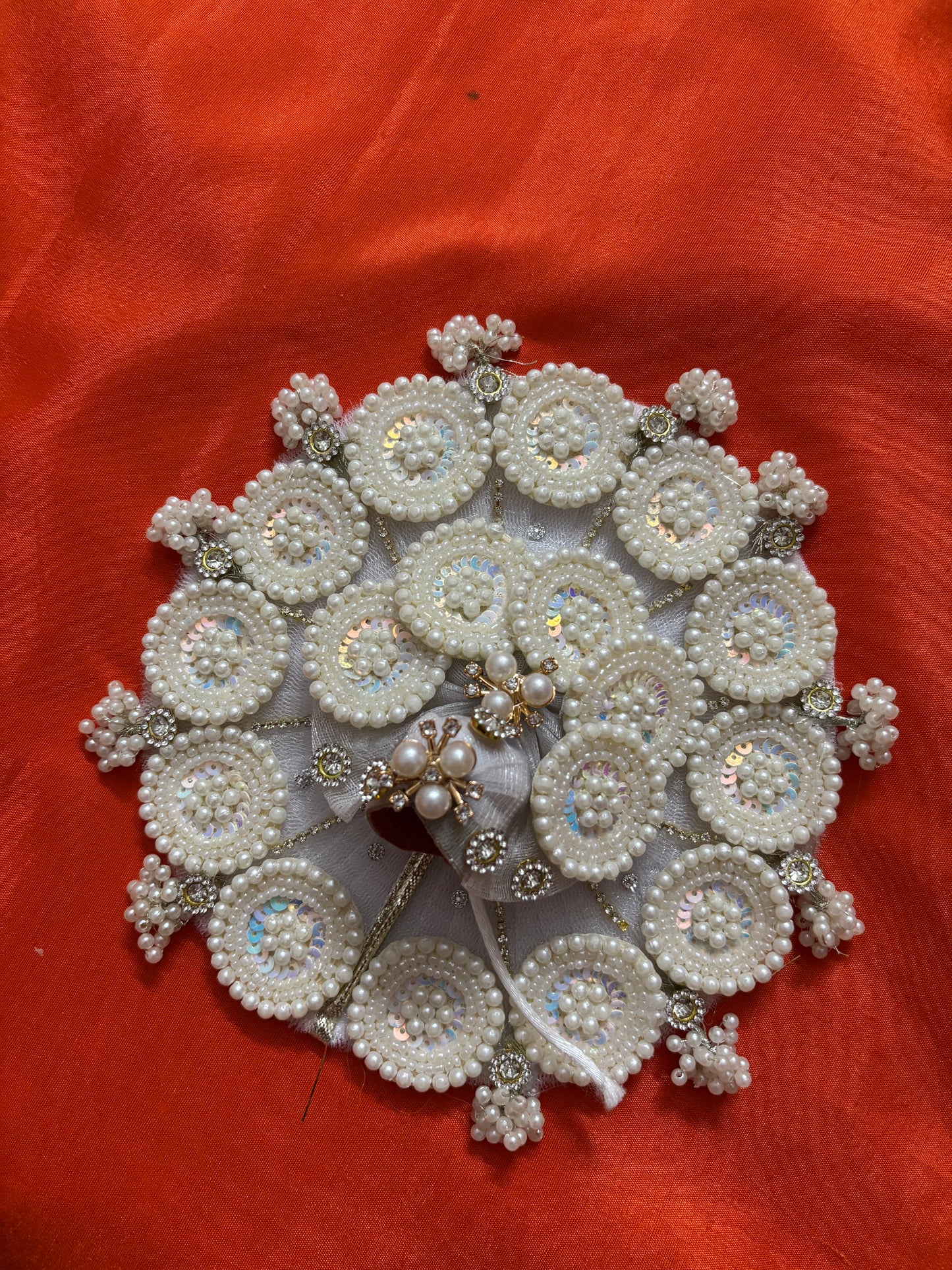 Pearls white poshak with pagdi for laddu gopal