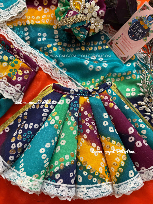 Cotton cone mata rani lehnga/ laddu gopal poshak