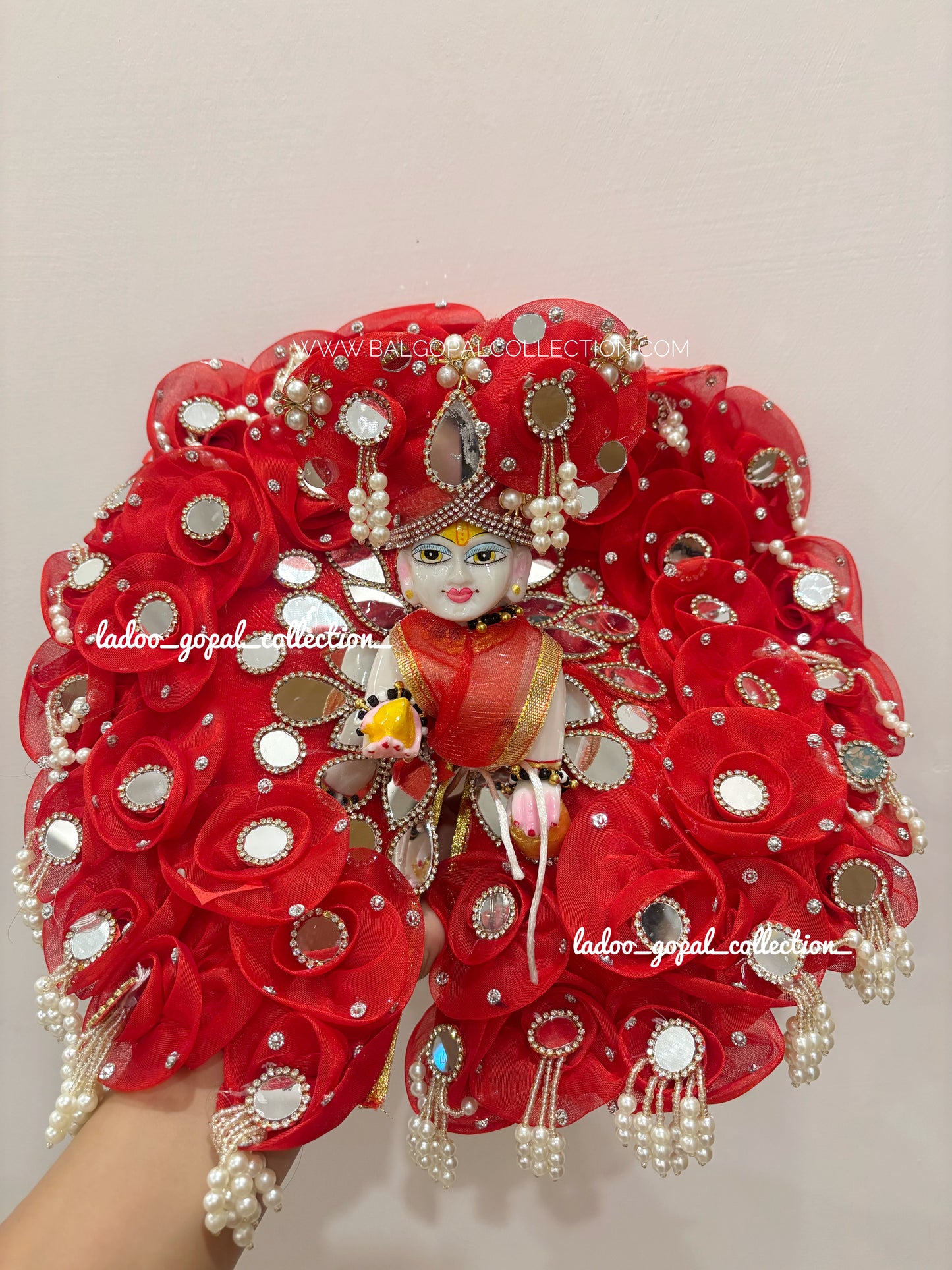 Red mirror poshak for laddu gopal