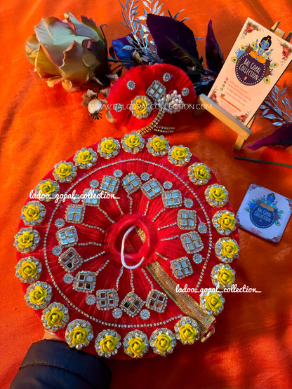 Heavy red poshak with pagdi for laddu gopal