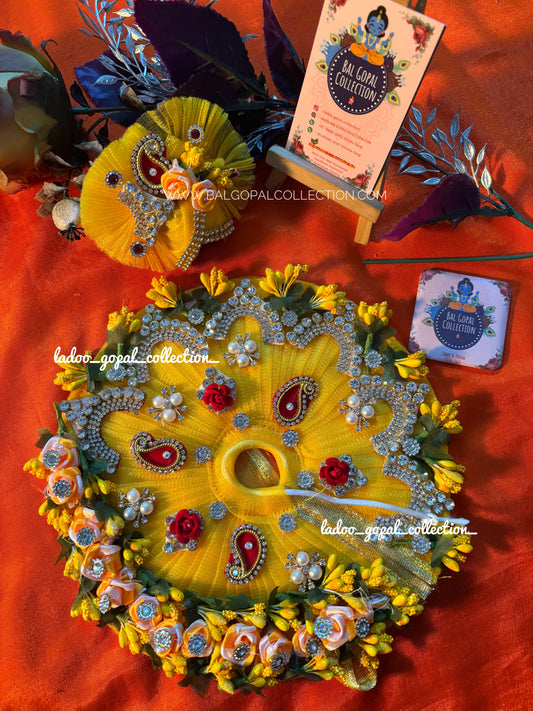 Heavy yellow poshak with pagdi for laddu gopal