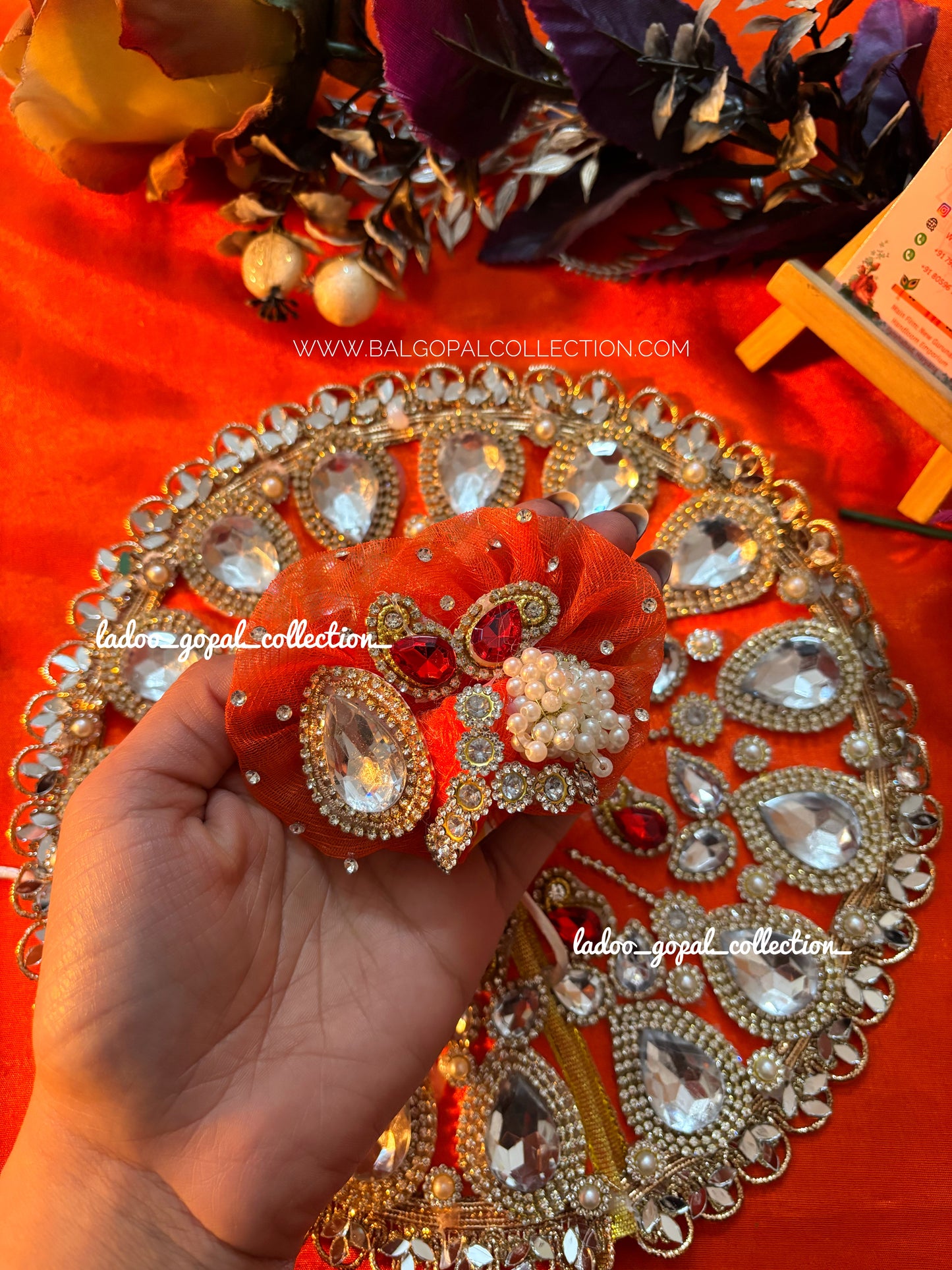 Heavy orange poshak with pagdi for laddu gopal