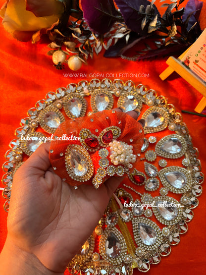 Heavy orange poshak with pagdi for laddu gopal