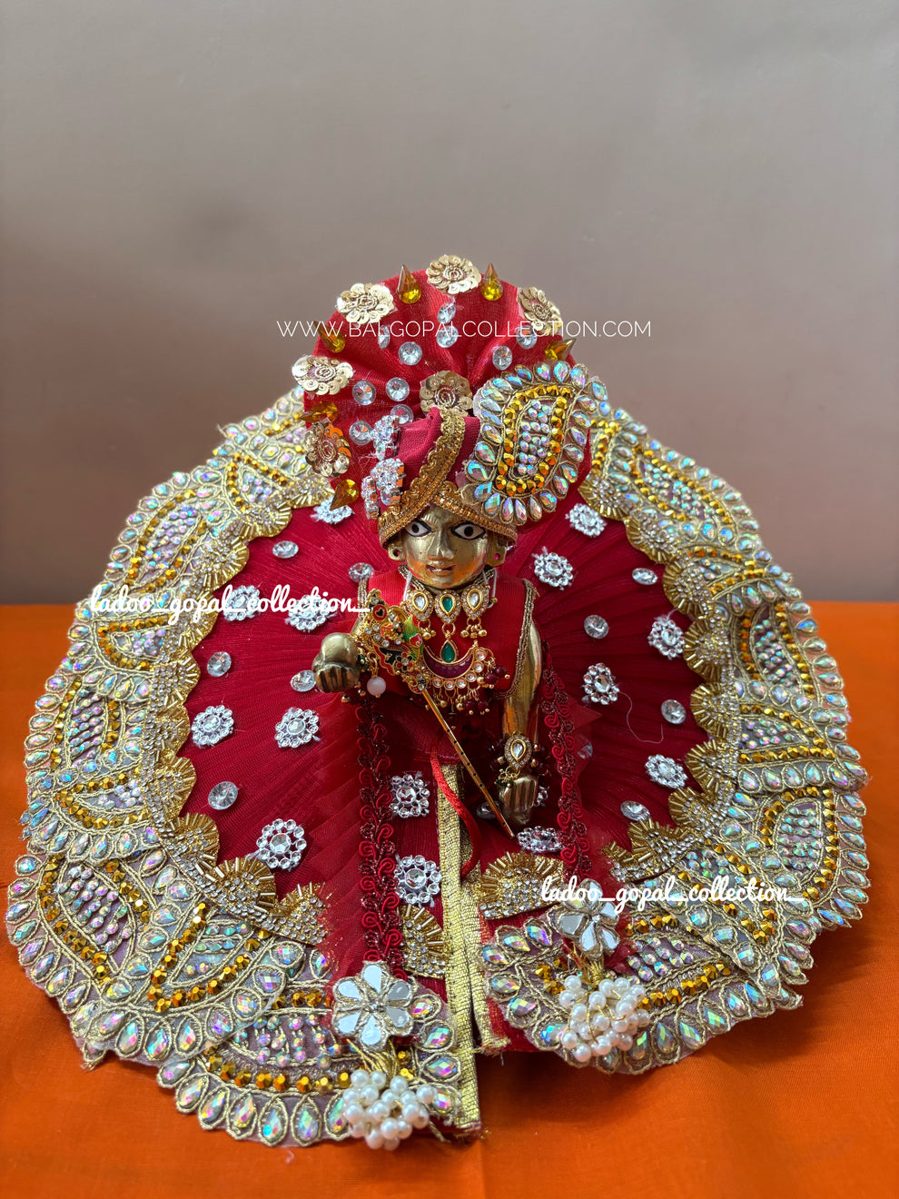 Red Heavy poshak for laddu gopal – Bal Gopal Collection