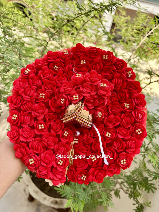 Roses poshak for laddu gopal with pagdi